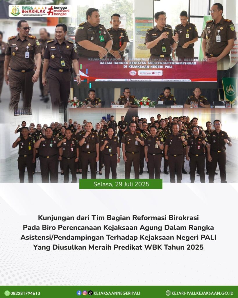 Selasa, 29 Juli 2025Kepala Kejaksaan Negeri PALI Bapak Farriman Isandi Siregar,SH.MH didampingi