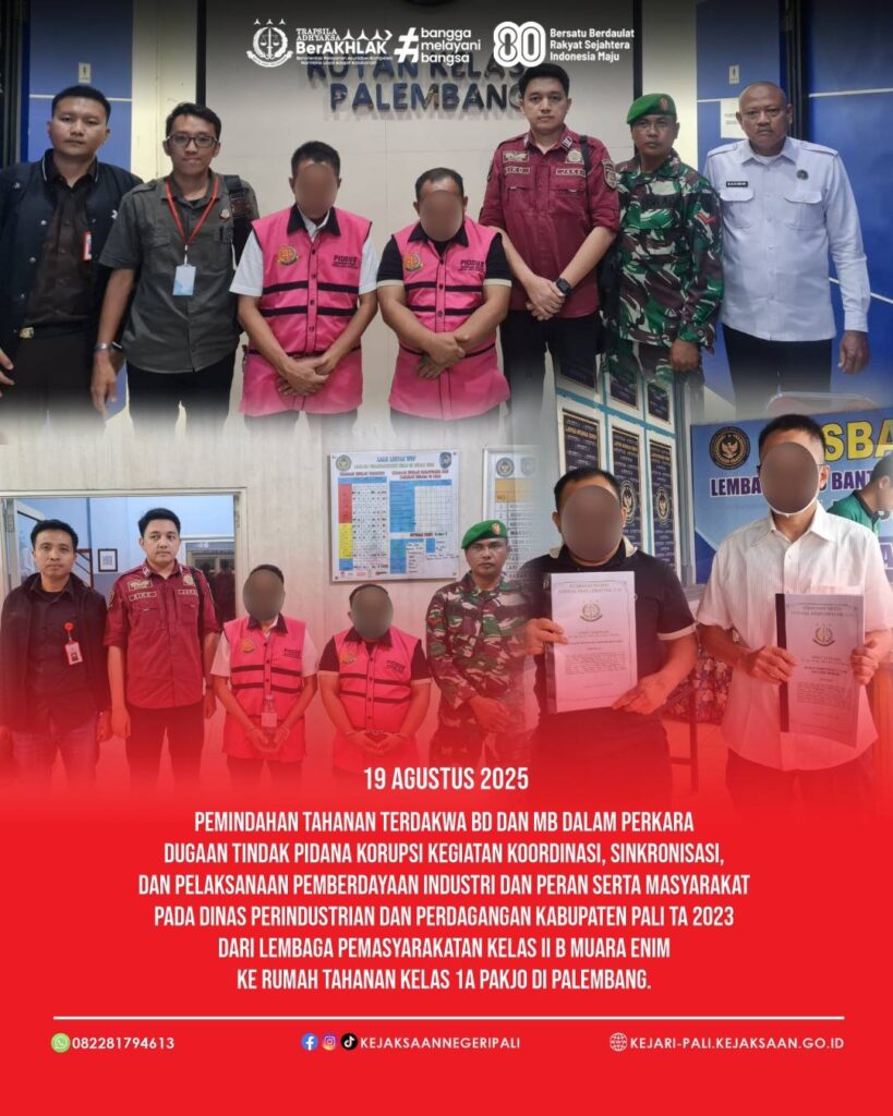 Talang Ubi,Telah dilaksanakan Pemindahan Tahanan An. Terdakwa BD dan MB dalam perkara Dugaan Tin