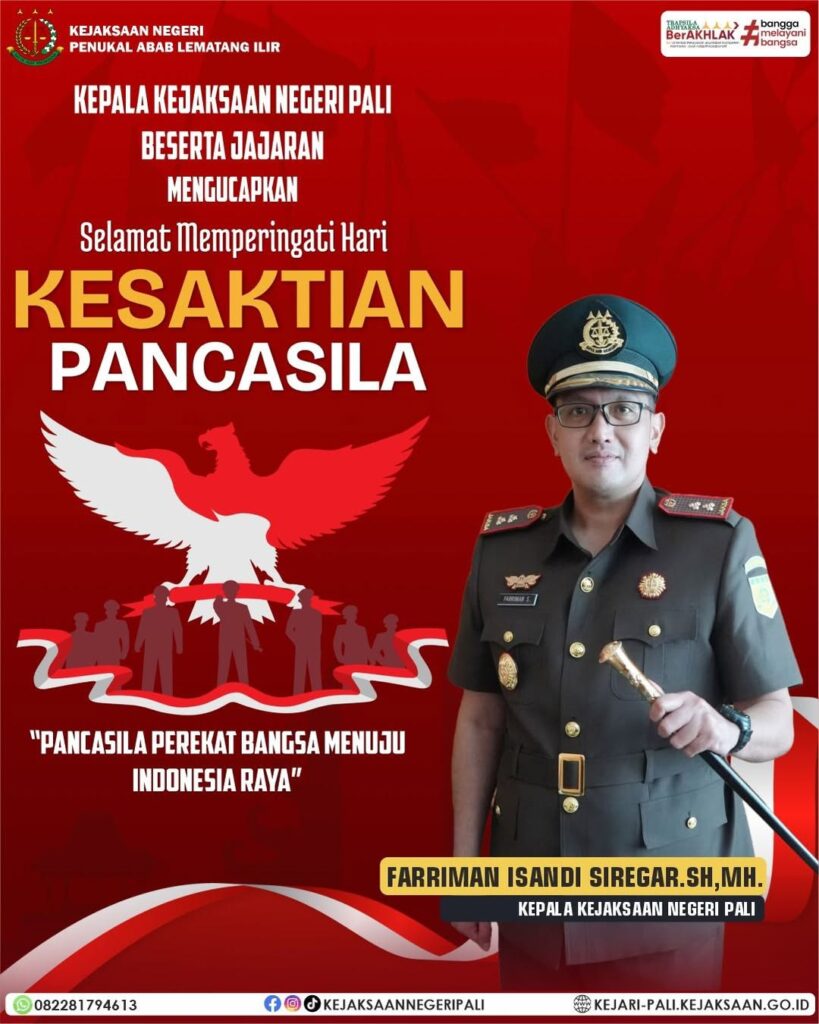 Kepala Kejaksaan Negeri PALI Bapak Farriman Isandi Siregar, SH, MH beserta jajaran mengucapkan S