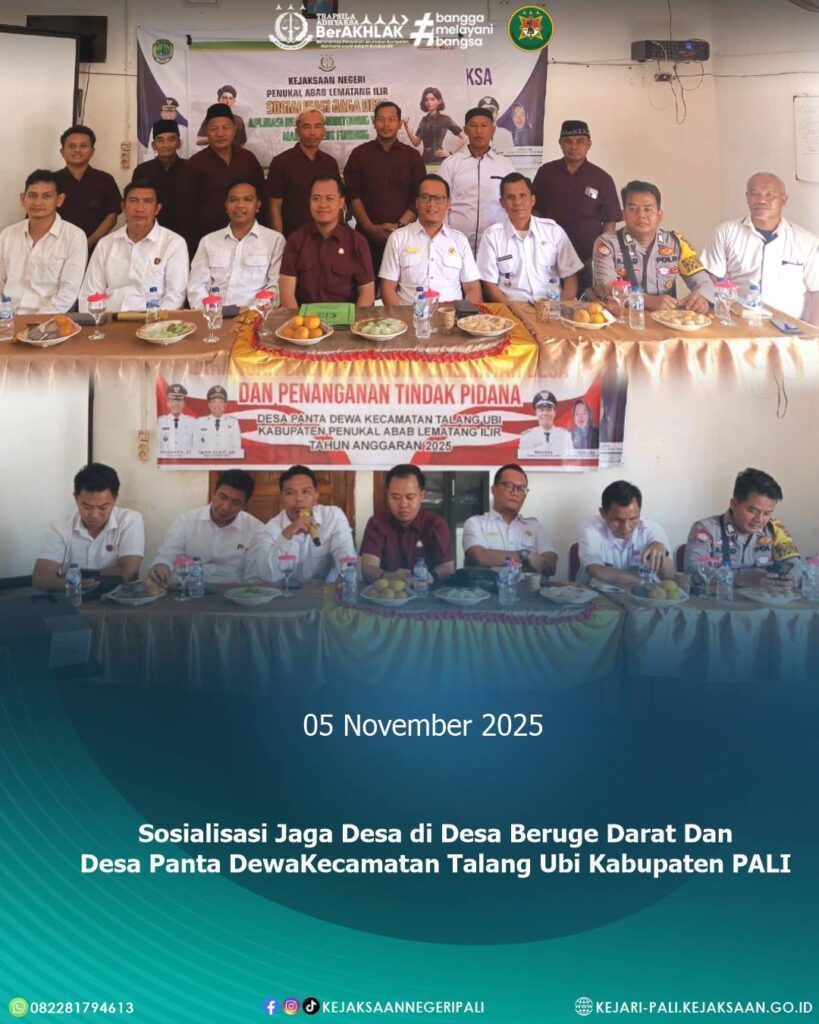 Talang Ubi, Kepala Kejaksaan Negeri PALI diwakili oleh Jaksa Fungsional Seksi Intelijen Bapak Kr