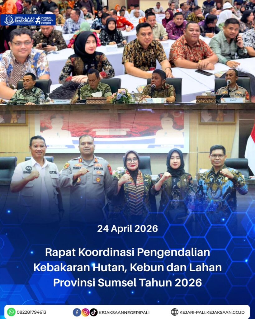Palembang,Kepala Kejaksaan Negeri Penukal Abab Lematang Ilir diwakili oleh Plh. Kepala Seksi In