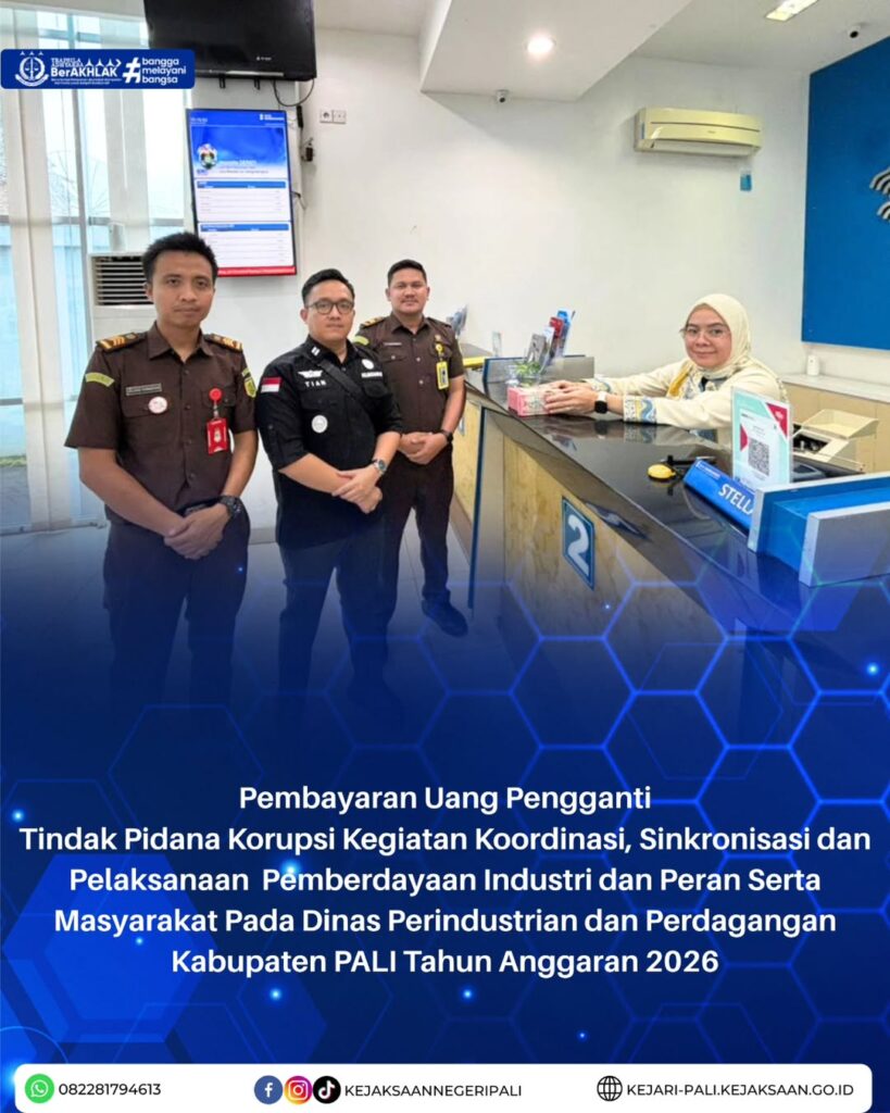 Talang Ubi, Telah dilaksanakan Pembayaran Uang Pengganti Tindak Pidana Korupsi Kegiatan Koordin